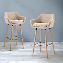 Dazhom - Chaise haute de bar Linen Grant Beige 8 pcs