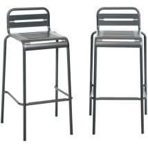 Sweeek - Lot de 2 chaises hautes de jardin acier. 2 places. anthracite. l 44 x p 41 x h 85cm