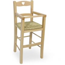 Okaffarefatto - Chaise haute en bois naturel avec assise en paille
