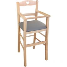 Okaffarefatto - Hochstuhl aus Naturholz mit gepolstertem Sitz aus grauem/taubengrauem Kunstleder