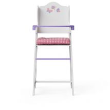 Teamson Kids - Chaise haute poupée baby poupée en bois d'Olivia avec coussin blanc violet