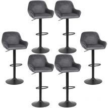 Haloyo - Lot de 6 Tabouret de Bar,en velours,Reglable en Hauteur et Pivotant,avec Dossier et Accoudoirs, gris foncé