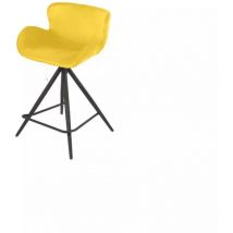 Meubletmoi - Chaise de bar en tissu velours jaune et pieds métal - lotus
