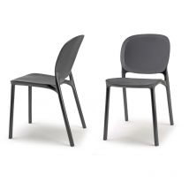Gbshop - Chaise design, Chaise indoor / outdoor lot de 2 Hug Gris en Plastique, Scab design