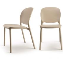 Gbshop - Chaise design, Chaise indoor / outdoor lot de 2 Hug Beige en Plastique, Scab design