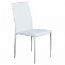 Homeness - Chaise interne empilable avec une structure en acier recouverte de peau de peau claire White - White
