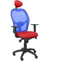 Chaise Jorquera bleu maille bali rouge siège avec appui-tête fixe
