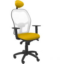 Chaise Jorquera siège en filet blanc bali jaune avec appui-tête fixe