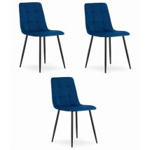 Chaise KARA - velours bleu marine x 3