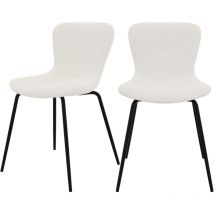 Lot de 2 chaises effet laine bouclette blanche et pieds en métal - koko