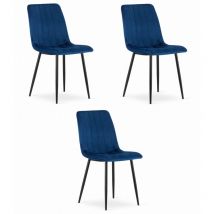 Chaise LAVA - velours bleu marine x 3