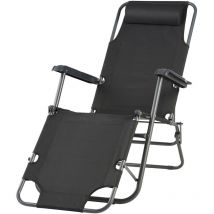 Chaise Longue Pliant 2 En 1 Métallique 178x60x95cm Couleur Noire