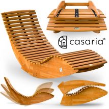 Chaise longue à bascule java en bois d'acacia certifié fsc Pliable transat ergonomique jardin Sauna Capacité de charge 160kg - Casaria