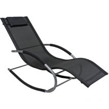 Jardinion - Chaise longue à bascule Naxos Chaise longue de jardin Chaise longue à bascule 146 x 62 x 89 cm Noir