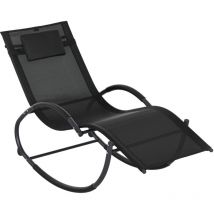 Chaise longue à bascule rocking chair design contemporain métal textilène noir