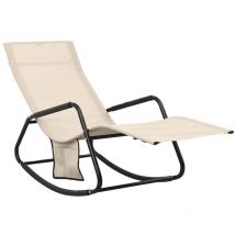 Chaise longue acier et textilène crème