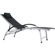 Chaise longue aluminium et textilène noir
