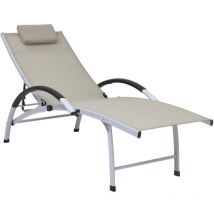 Chaise longue aluminium textilène crème