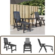 Chaise longue anthracite plastique - Chaise Longue - Mobilier De Jardin - Transat - Bain De Soleil - Chaises Longues