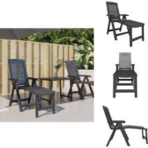 Chaise longue anthracite plastique - Chaise Longue - Mobilier De Jardin - Transat - Bain De Soleil - Chaises Longues