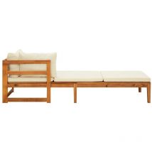 INLIFE Chaise longue avec 1 accoudoir Blanc crème Bois d'acacia solide