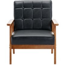 Chaise Longue Avec Accoudoirs Et Pieds En Bois Massif, Chaise Longue Moderna, Nero