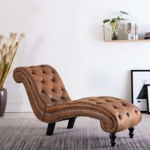 Vidaxl - Chaise longue Marron Similicuir daim