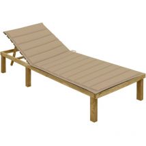 Chaise longue avec coussin beige Bois de pin imprégné