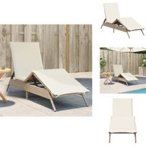 Chaise longue avec coussin beige résine tressée - Chaise Longue - Chaises Longues - Lit De Bronzage - Chaise Longue De Jardin