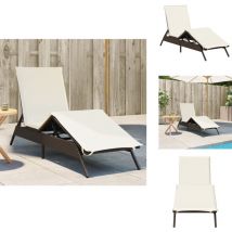 Chaise longue avec coussin marron résine tressée - Chaise Longue - Chaises Longues - Lit De Bronzage - Chaise Longue De Jardin