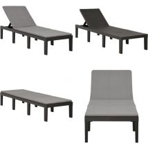 Chaise longue avec coussin Plastique Anthracite - Chaise Longue - Transat - Lit De Bronzage - Mobilier De Jardin - Jardin - Home & Living