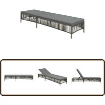 Chaise longue avec coussin Résine tressée Gris - Chaises Longues - Mobilier De Jardin - Transats - Chaises Longues Pliantes - Chaise Longue Extérieure