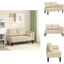 Chaise longue avec coussins crème tissu - Chaises Longues - Fauteuil Relaxant - Transats - Mobilier De Jardin - Canapé Extérieur