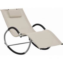 Chaise longue avec oreiller Crème Textilène