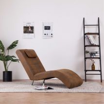 Vidaxl - Chaise longue avec oreiller marron Similicuir daim