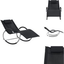 Chaise longue avec oreiller Noir Textilène - Chaise Longue - Transat - Mobilier De Jardin - Jardin - Terrasse
