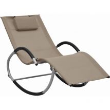 Chaise longue avec oreiller Taupe Textilène