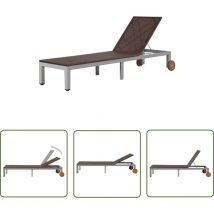 Asupermall - The Living Store Chaise longue avec roues Résine tressée Marron - Chaises Longues - Transats - Mobilier De Jardin - Chaises Longues