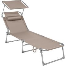 Songmics - Chaise longue, Bain de soleil, Transat de relaxation, chaise de jardin pliable - Taupe GCB192K01