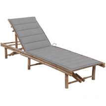 Chaise longue Bain de soleil Transat de relaxation de jardin avec coussin Bambou CFW600293