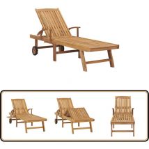 Chaise longue Bois de teck solide - Chaise Longue - Fauteuil De Jardin - Mobilier De Jardin - Salon De Jardin - Deck Chair