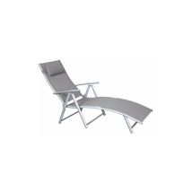 Transat – Bains de soleil Charme – Structure aluminium, revêtement texline, dossier réglable – Jardin piscine