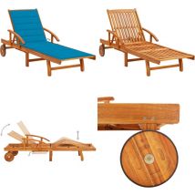 Vidaxl - Chaise longue de jardin avec coussin Bois d'acacia solide - Chaise Longue Jardin - Fauteuil De Jardin - Mobilier De Jardin - Salon De Jardin