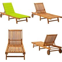 Chaise longue de jardin avec coussin Bois d'acacia solide - Chaise Longue Jardin - Fauteuil De Jardin - Mobilier De Jardin - Transat - Relax - Home &