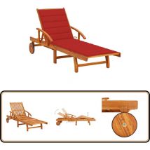 Chaise longue de jardin avec coussin Bois d'acacia solide - Chaise Longue - Fauteuil De Jardin - Mobilier De Jardin - Salon De Jardin - Bain De Soleil
