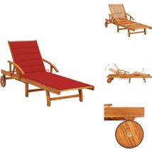Chaise longue de jardin avec coussin Bois d'acacia solide - Chaise Longue - Fauteuil De Jardin - Mobilier De Jardin - Salon De Jardin - Bain De Soleil