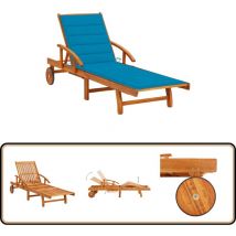 Chaise longue de jardin avec coussin Bois d'acacia solide - Chaise Longue Jardin - Fauteuil De Jardin - Mobilier De Jardin - Salon De Jardin - Bain