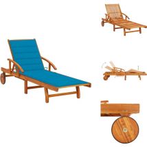 Vidaxl - Chaise longue de jardin avec coussin Bois d'acacia solide - Chaise Longue Jardin - Fauteuil De Jardin - Mobilier De Jardin - Salon De Jardin