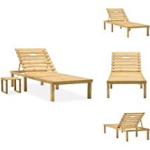 Chaise longue de jardin avec table Bois de pin imprégné - Chaise Longue Jardin - Mobilier De Jardin - Transats - Chaise Longue Bois - Chaise Longue