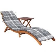 Hommoo - skm Chaise longue de jardin avec table et coussin Bois d'acacia